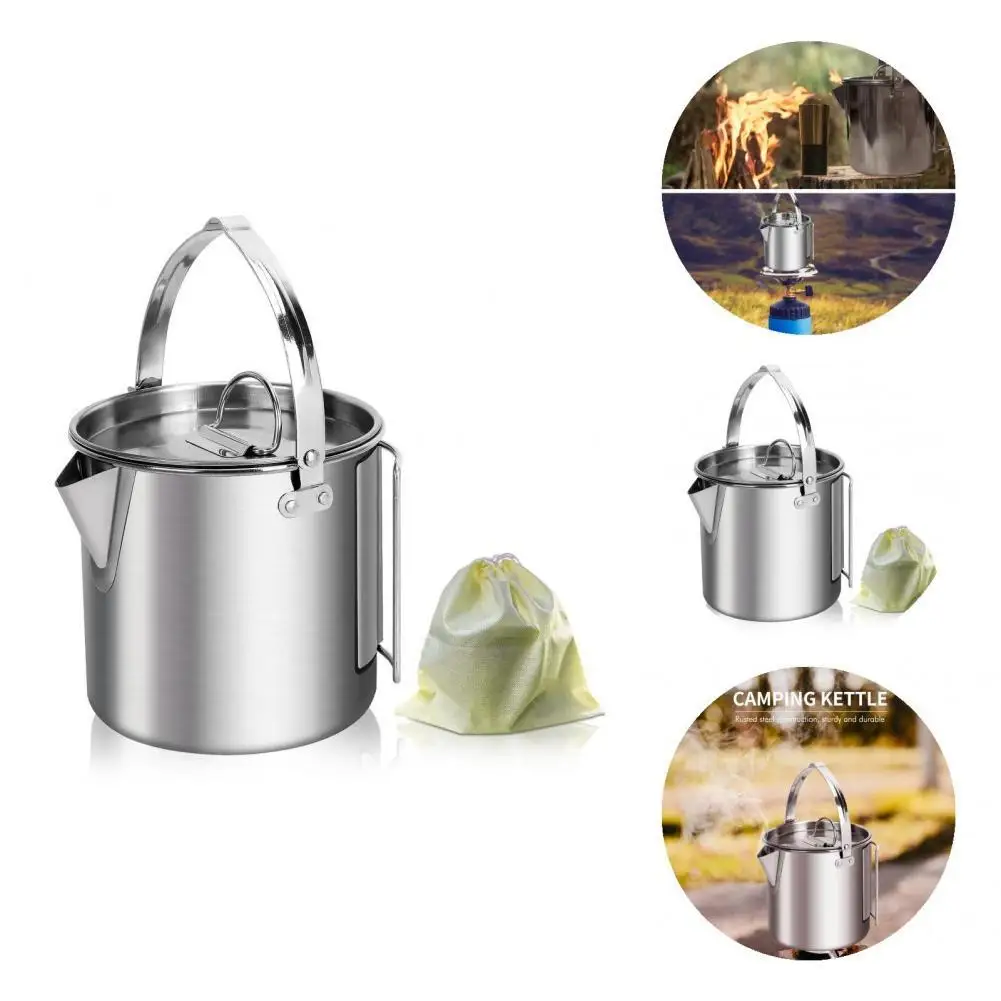 

Camp Cooking Kettle Compact Corrosion Resistant Camp Kettle Lightweight Narrow Spout Camp Hanging Kettle