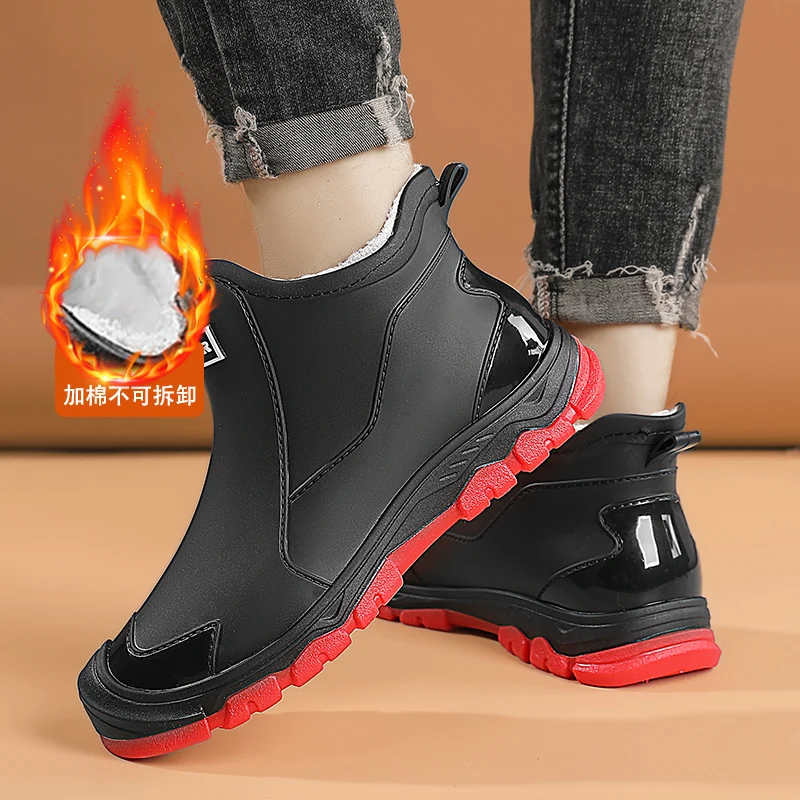 COZOK/мужские непромокаемые нескользящие короткие ботинки непромокаемая обувь