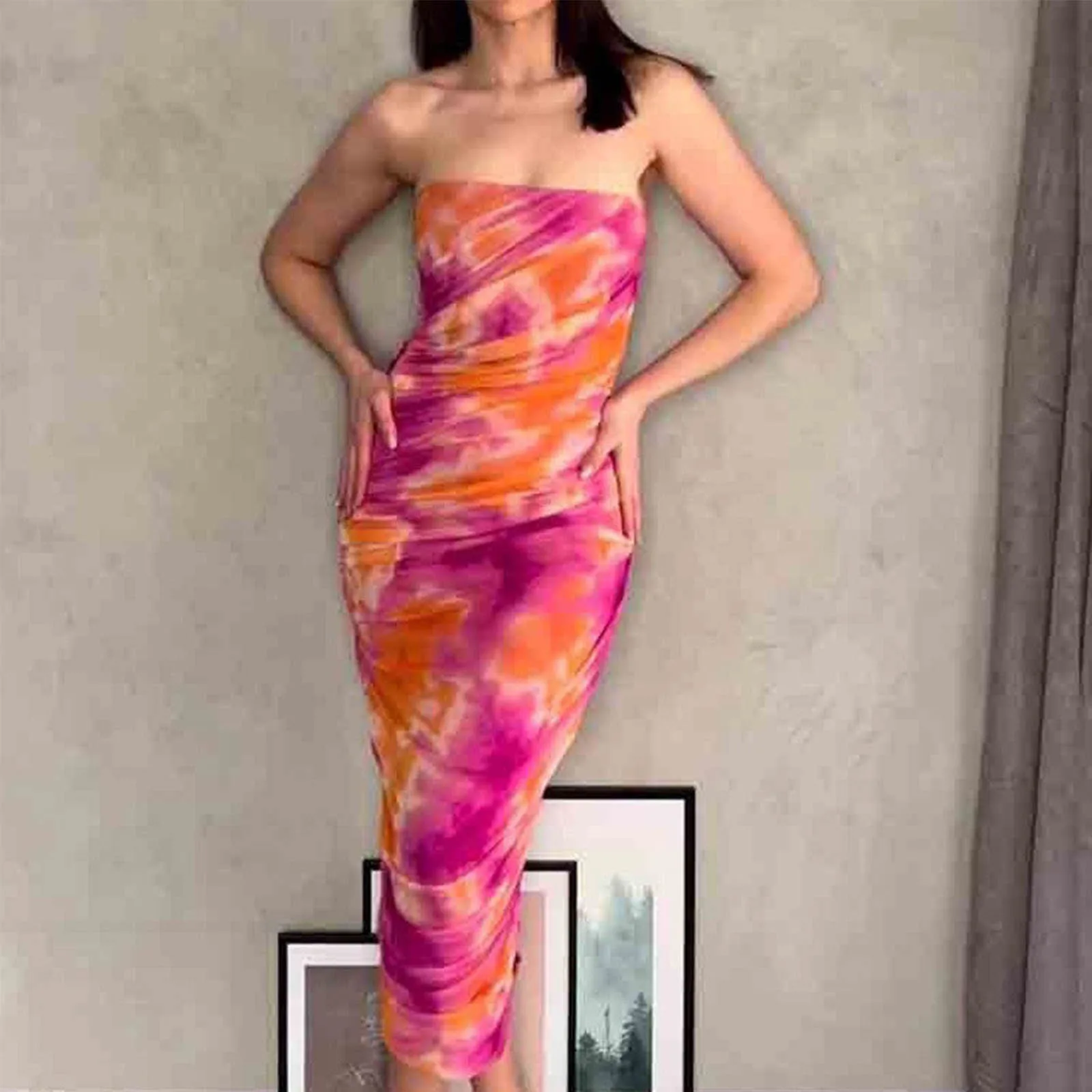 

2023 Summer Women Sexy Off Shoulder Print Tulle Maxi Dresses Chic Backless Sleeveless Dress Elegant Slim Party Club Lady Vestido