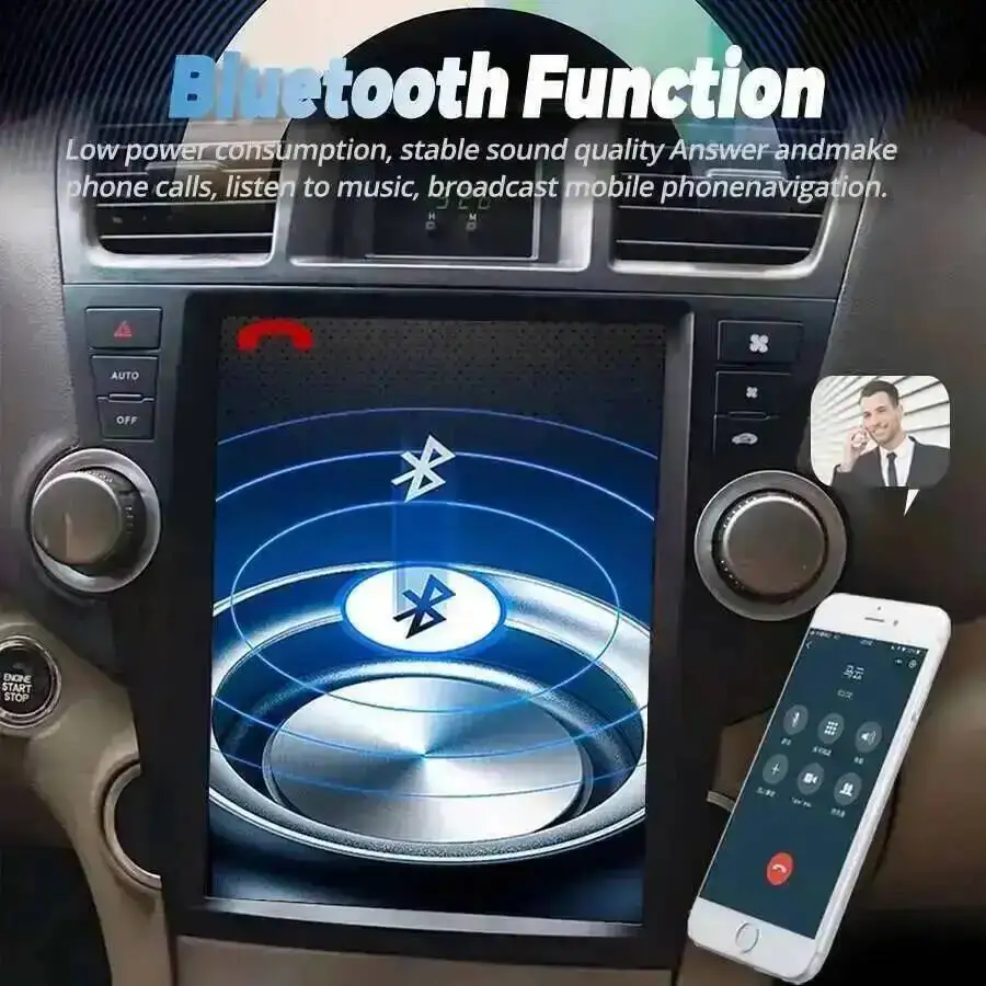 Фото 12.1'' сенсорный экран Carplay с навигацией и DSP-процессором для Toyota Highlander 2009-2013, Android 15, Bluetooth, автомобильный мультимедийный видеоплеер №4