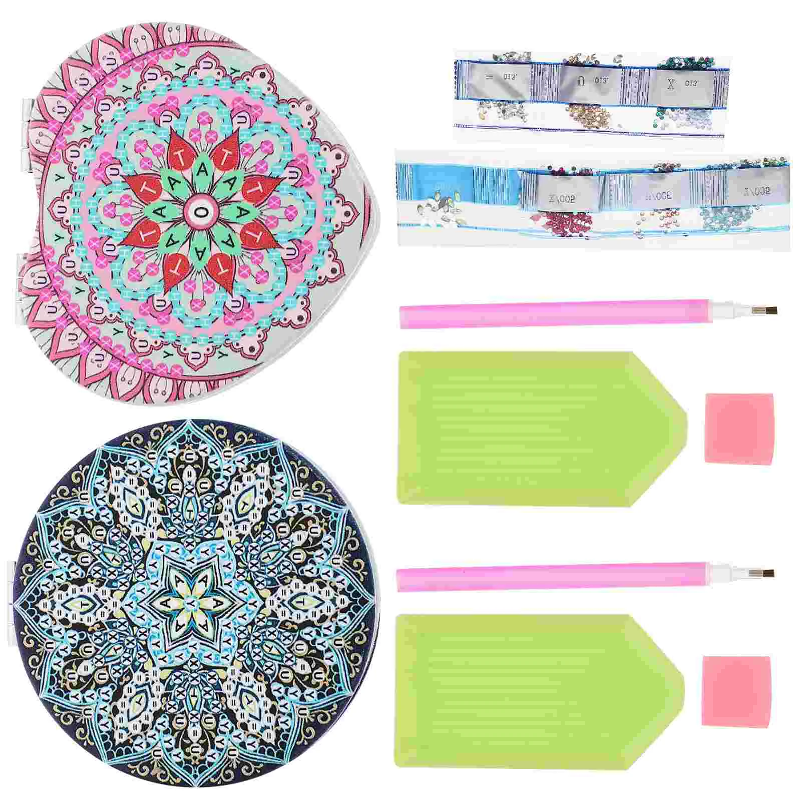 

2 Sets Decorative Makeup Mirrorsss DIY Diamond Mirrorsss Foldable Mirrorsss Round Makeup Mirrorsss Heart Mirrorsss