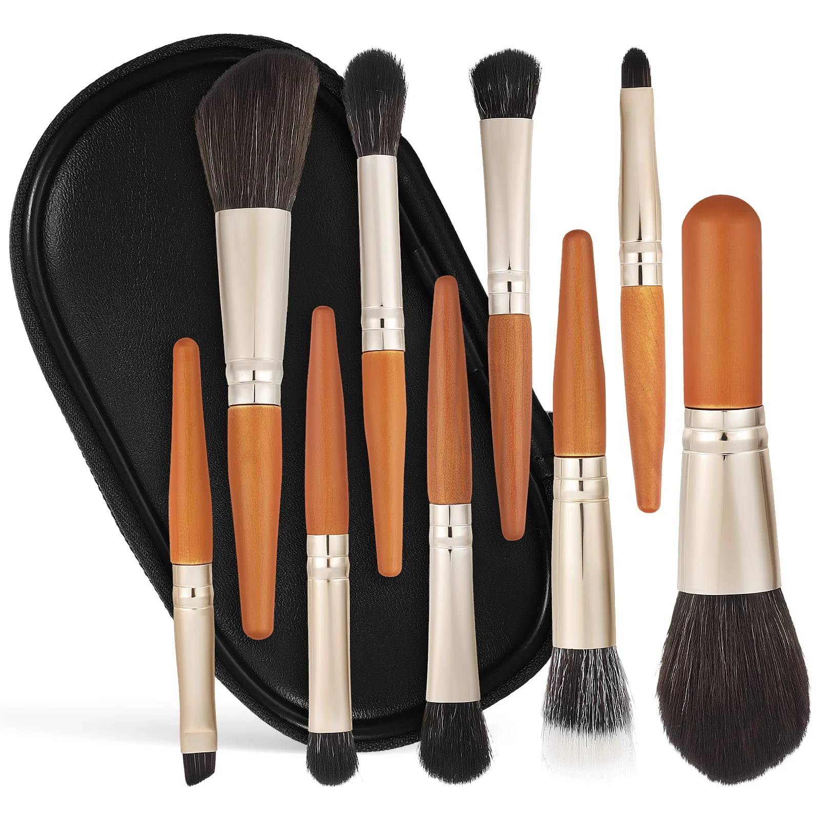 

9 Pcs Powder Brush Makeup Travel Liquid Foundation Face Portable Brushes Wooden Handle