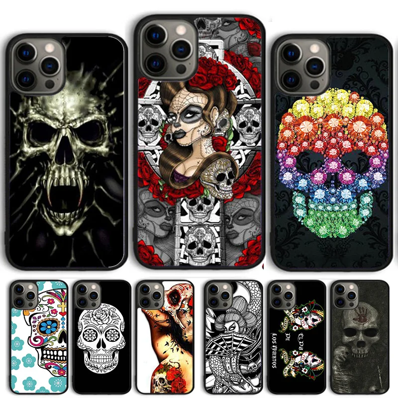 Чехол для телефона с мексиканским сахарным черепом iPhone 15 16 14 13 12 Pro Max mini 11 XS X XR Plus