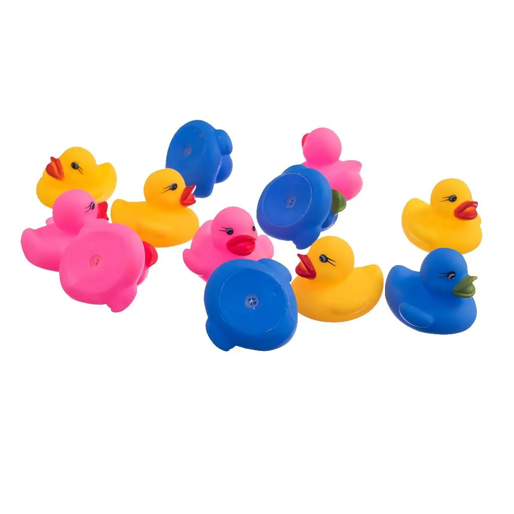 12 Pcs Swimming Rubber Squeeze Squeak Ducks Baby Kids Children Bath Toys