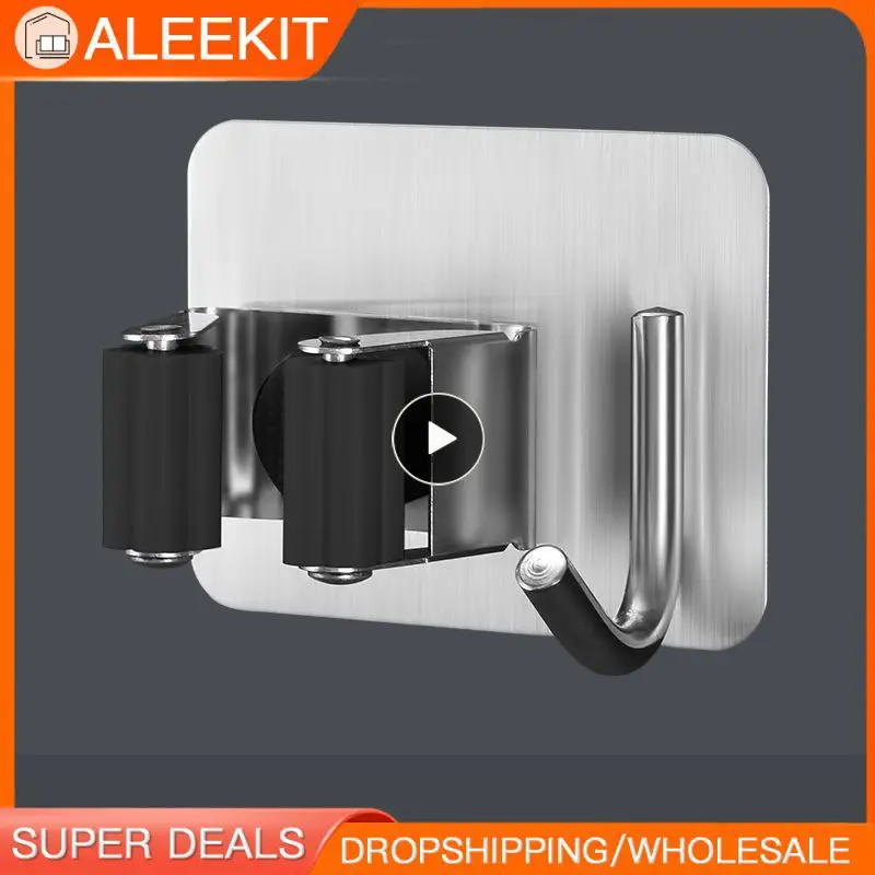 

Mop Organizer Holder Mop Hook Brush Broom Hanger Bathroom Suction Hanging Pipe Hooks Stainless Steel Mop Storage Rack Mop Clip