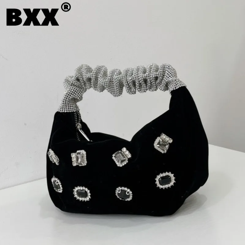 

[BXX] сумка для женщин, бархатная, плиссированная, для банкета, с алмазной ручкой, в стиле пэчворк, ретро, с цепочкой, сумки, дизайн, новый тренд, ...