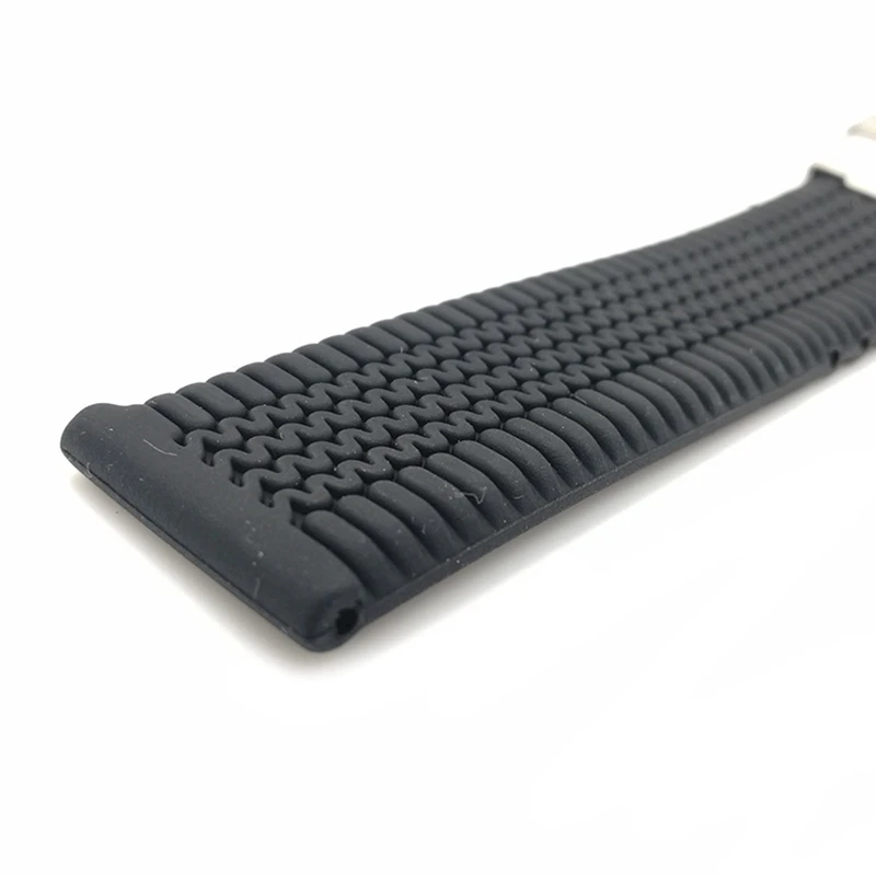 Suitable For 20mm 22mm 24mm Unisex Silicone Folding Buckle Smart Watch Strap Rubber Link Bracelet Wrist Strap Watch Accessories