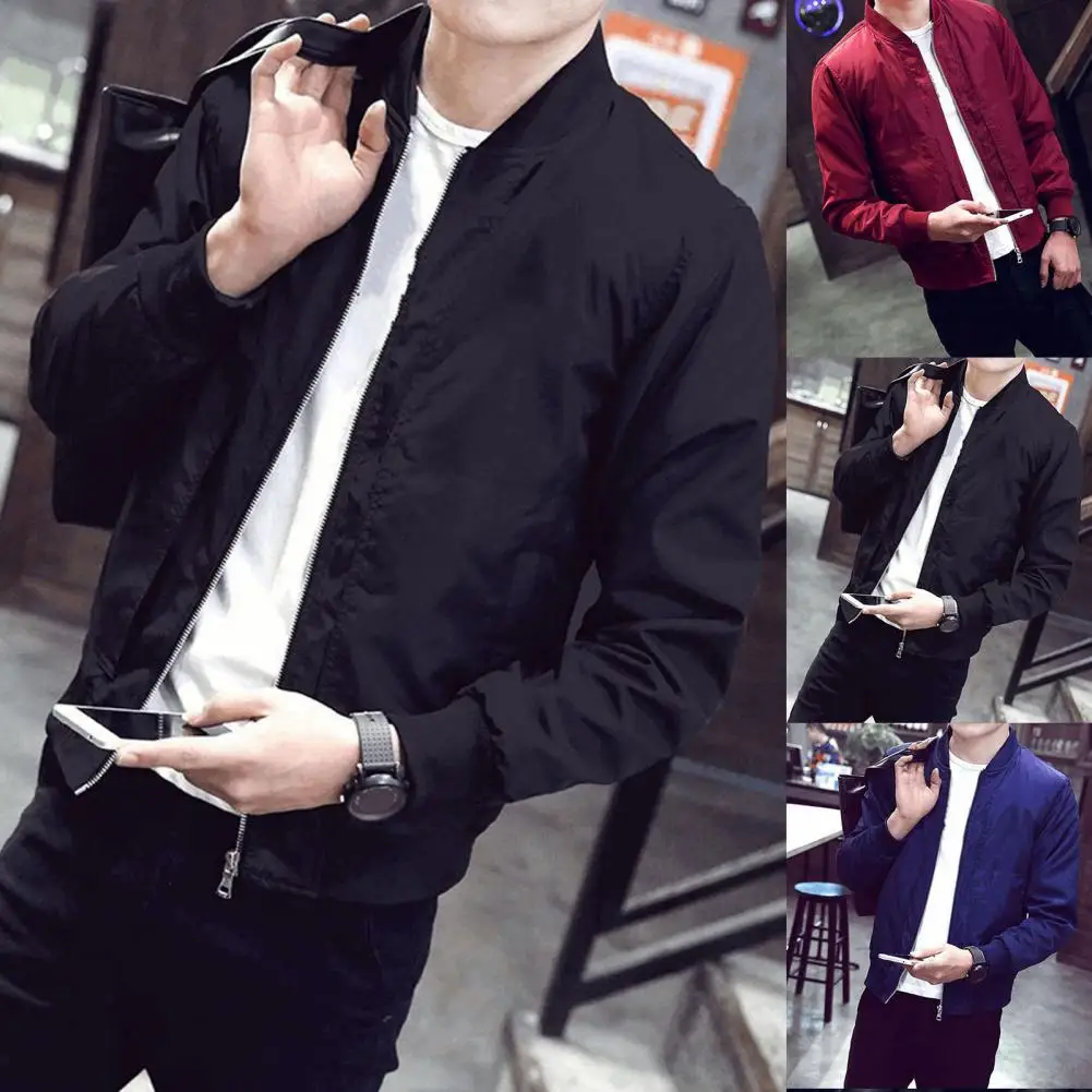 

Great Men Coat Smooth Long Sleeve Wear-resistant Quick Dry Men Coat Spring Jacket Simple