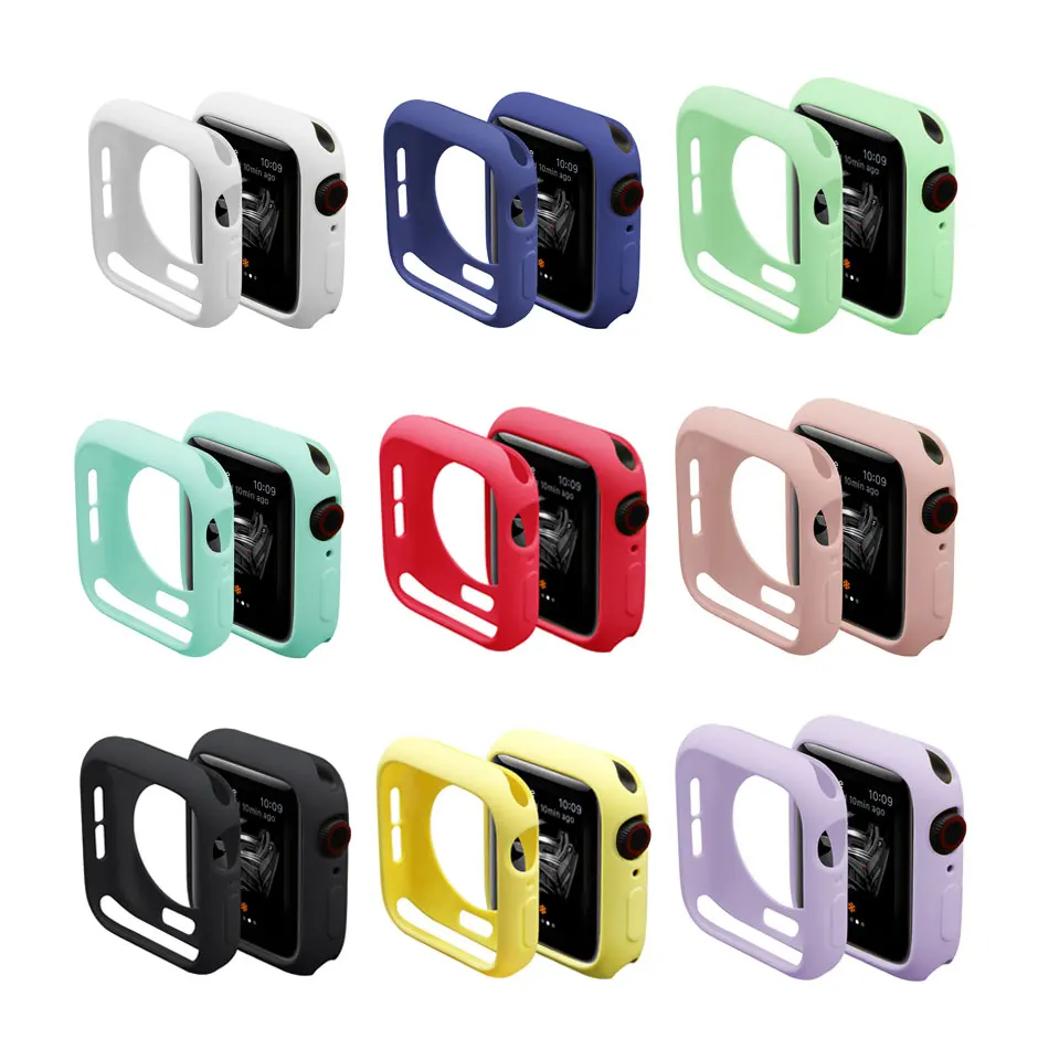 

Мягкий силиконовый чехол для часов Apple Watch SE 7/6/5/4/3/2/1, 38 мм, 40 мм, 41 мм, защитный чехол для iWatch Series 42 мм, 44 мм, 45 мм