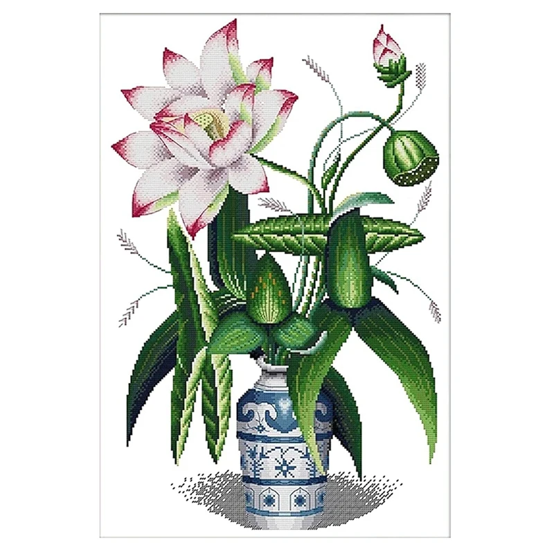 

Cross Stitch Kits Beginners Full Range Of Embroidery Starter Kits For Adults Printed DIY Kit 11CT-Beautiful Vase