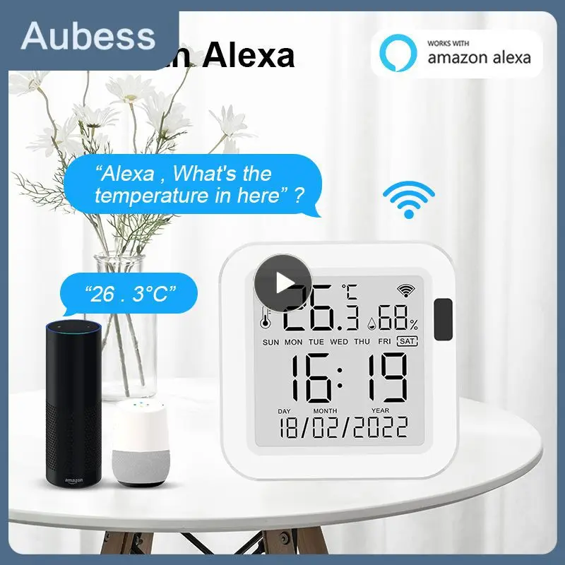 

Usb Power Wifi Temperature Sensor Time Tuya Humidity Sensor With Lcd Screen Display Intelligent Linkage Remote Monitoring Switch