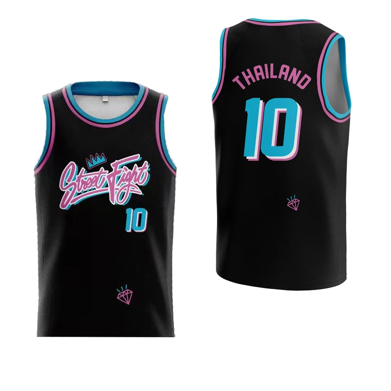 

BG Basketball Jersey STEET FIGHT 10 THAILAND Jerseys digital printing Outdoor Sportswear Hip-hop Culture black big size S-XXXL