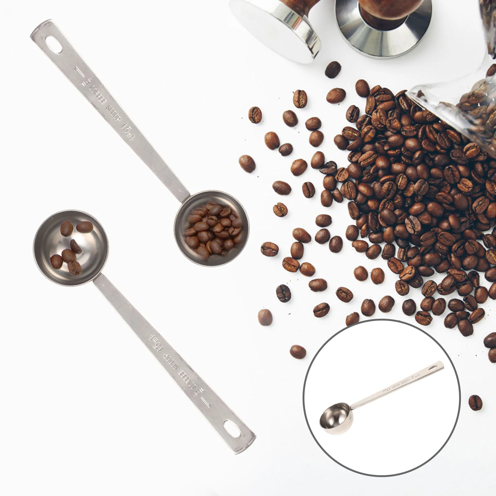 

Coffee Scoop Spoon Measuring Metal Spoons Powder Tablespoon Scale Bean Espressokitchen Groundbaking Dessertscooper Stainless