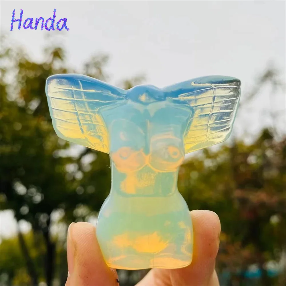 Натуральный Обсидиан Статуя Богини Ангела Целебный Кристалл Опал Скульптура