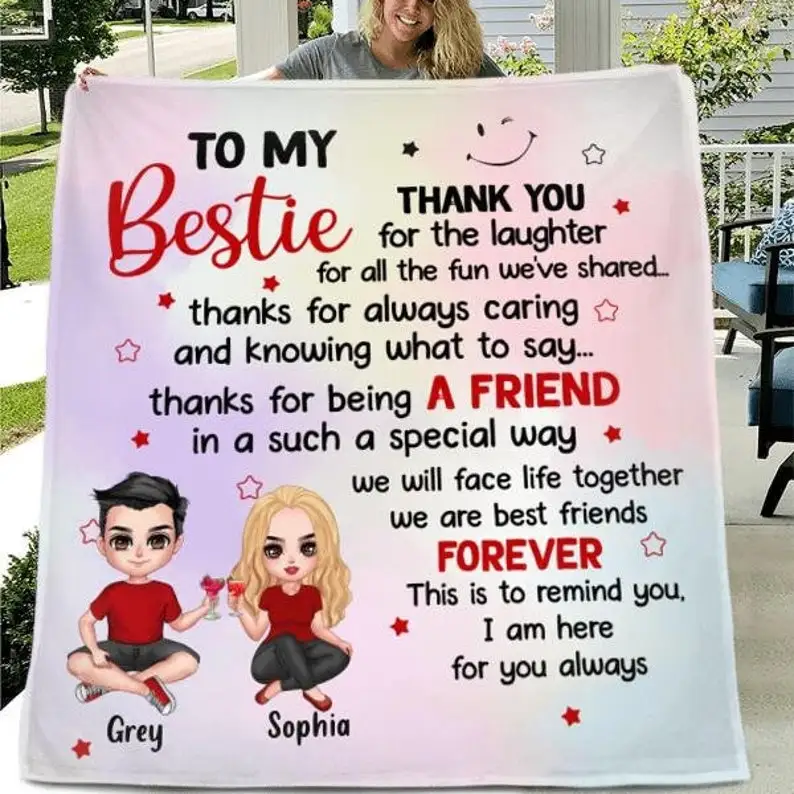 

Personalized To My Bestie Sherpa/ Fleece Blanket - Gift Idea For Friends - We Are Best Friends Forever Valentine Gift Idea