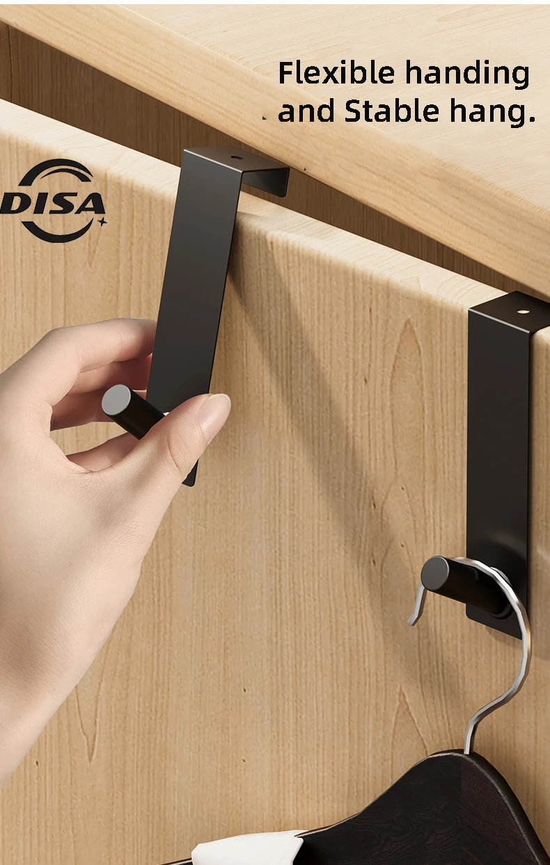 

2pcs Kitchen Cabinet Door Hook Drawer Hooks Punch Free Bathroom Accessories Storage Hanger Black Hook Back Door Hanging Holder