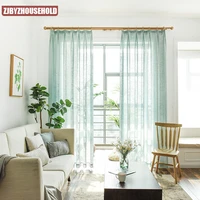 mint green tulle curtains for living room soild linen sheer curtains for bedroom window screening treatments drape s039c