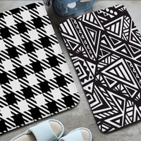 simple lines black white art printed flannel floor mat bathroom decor carpet non slip for living room kitchen welcome doormat