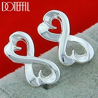 doteffil 925 sterling silver double heart stud earring for women fashion charm wedding engagement party jewelry