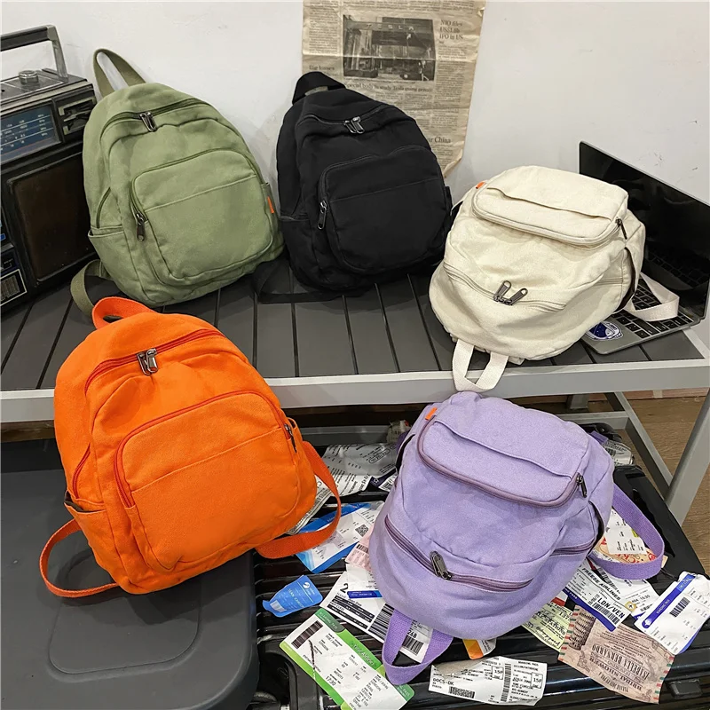 Xiaomi Canvas Women Small Backpack Vintage Feminina School Mini Backpack Women  Bagpack Female Solid Girl Mochilas