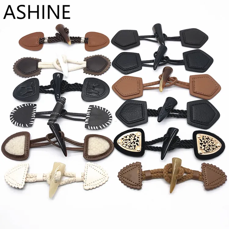 

Leather Horn Toggle Button, Duffle Coat Jacket Fasteners Toggle With leather patch Trench Duffle Coat Fastener Craft Connector