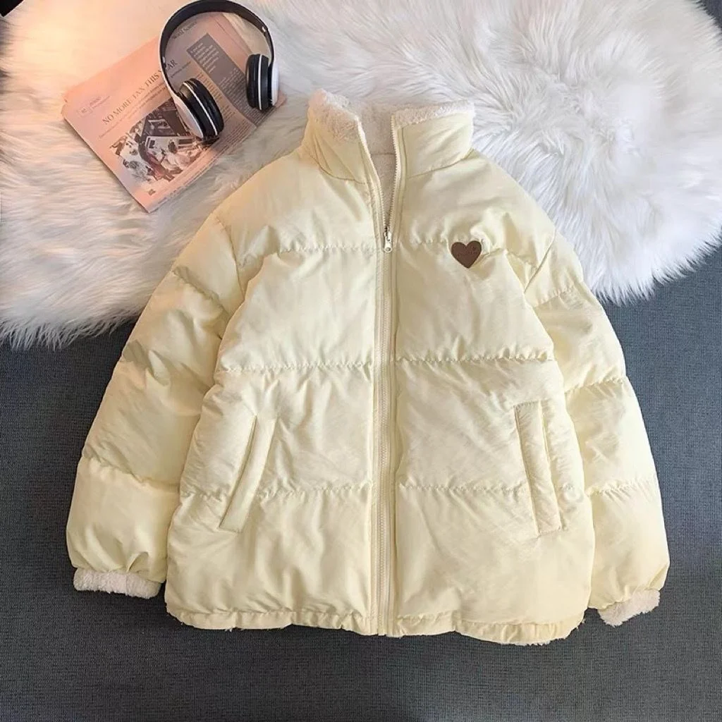 new Winter women Pink Double-Sided Corduroy jacket Loose Vintage Lamb Fleece cotton coat Casual Fashion Thick Warm Clothes