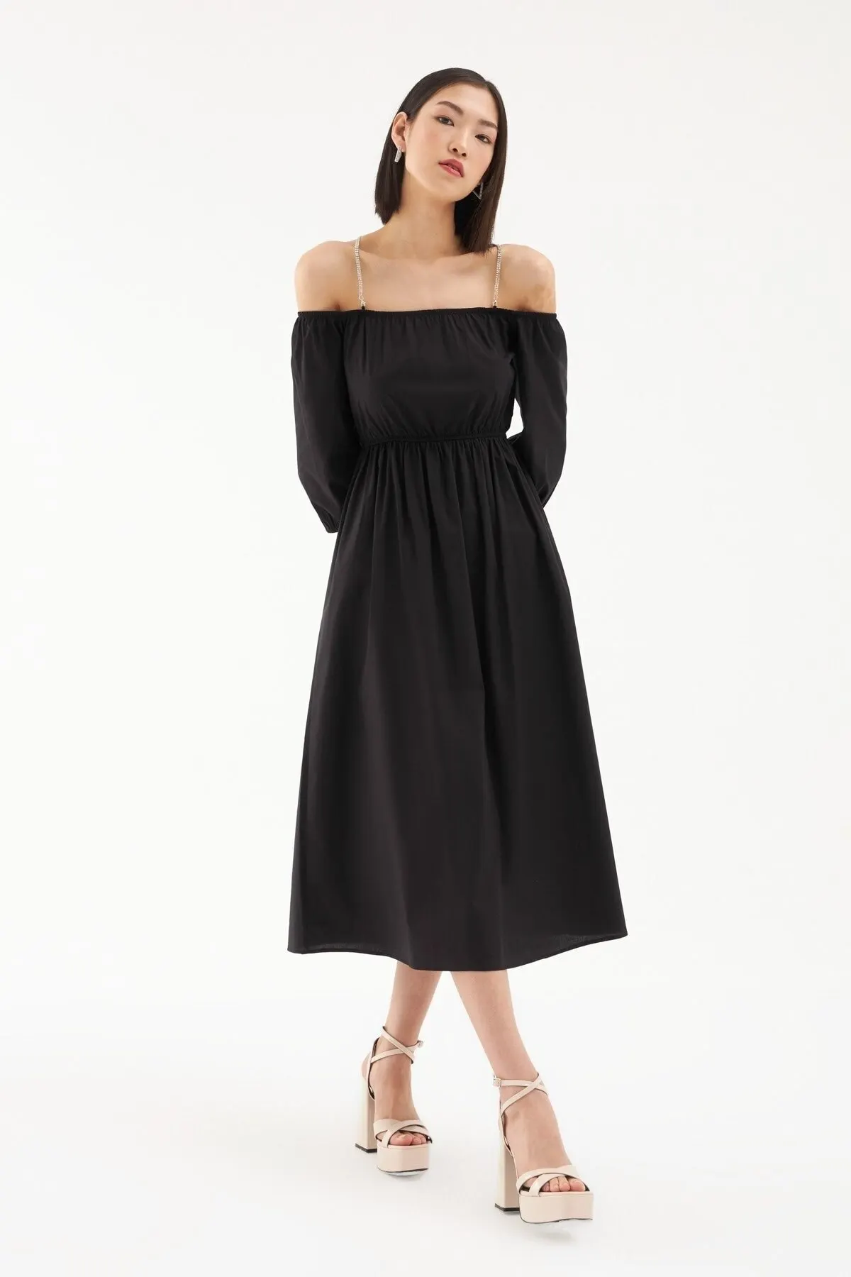 

Women's Dress Accessory Detailed Midi Length Black Elegant Fashion Casual Casual Comfortable Short Sleeve Summer Boho Beach Dress