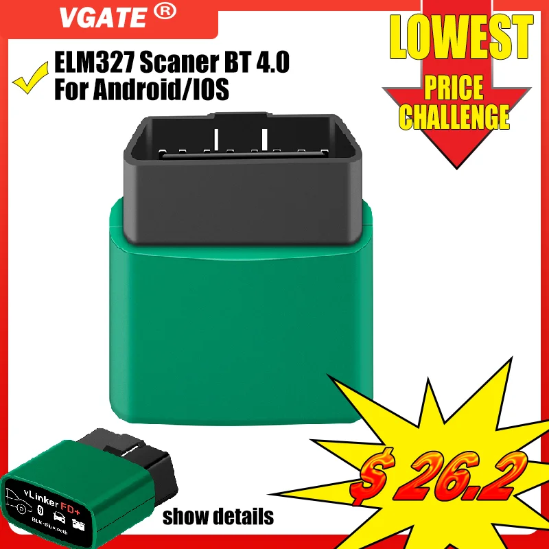 ELM327 OBD2 сканер Vgate VLinker MC/BM/FD BT 4,0 Wifi Автомобильный диагностический инструмент для Android/IOS сканер считыватель кодов автомобильный инструмент