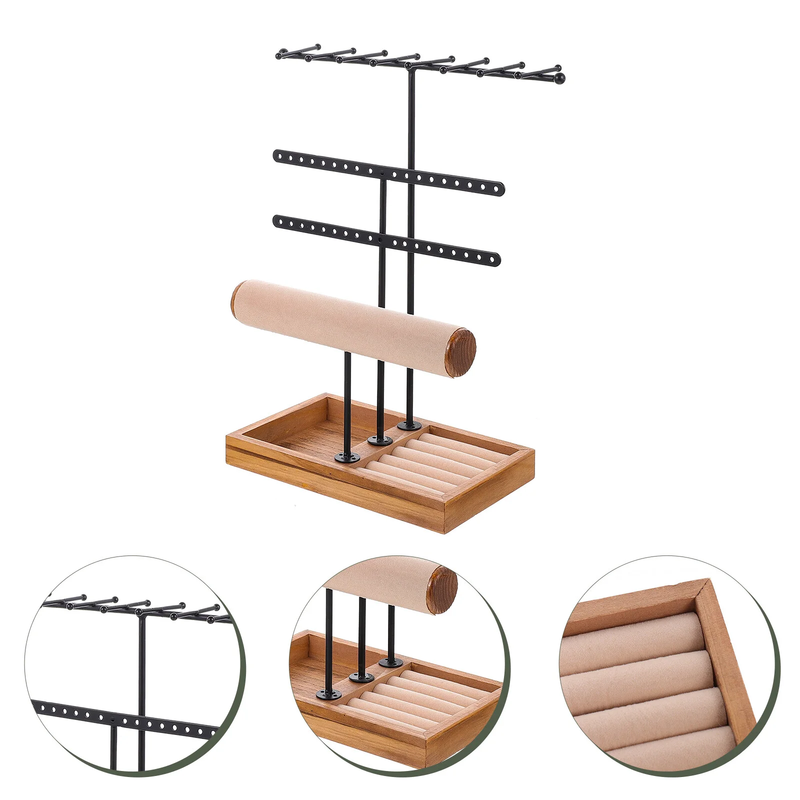 

Jewelry Display Stand Necklace Vintage Earring Holder White Monitor Hanging Box Iron Bracelet Organizer Wood