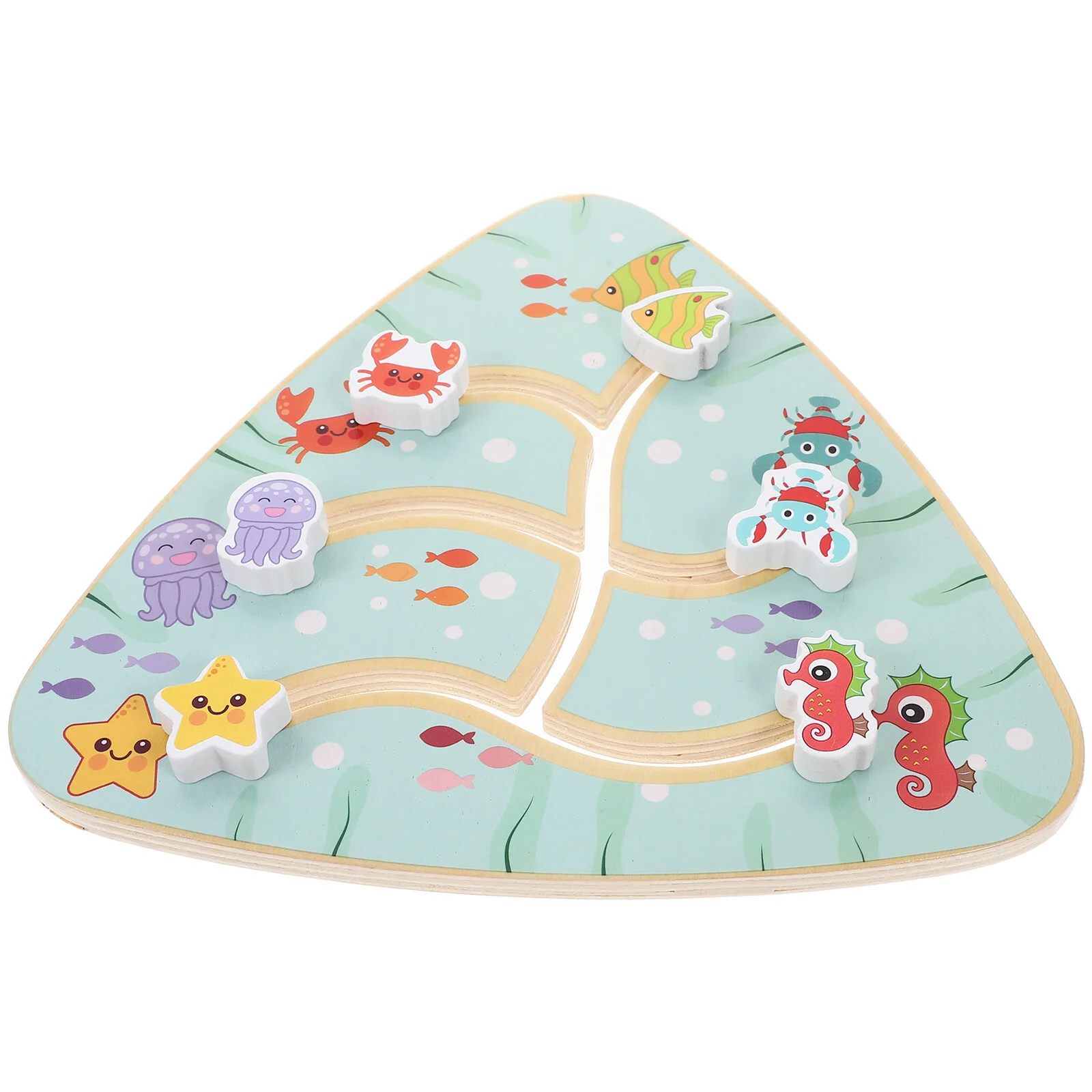 

1 set Children Toys of Wood Maze Board Toy Ocean Animal Themed Puzzle Interactive Movable Maze Board Plaything