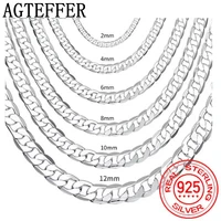 agteffer mens 925 sterling silver italian cuban curb chain necklaces for men women solid silver figaro chain layering necklace