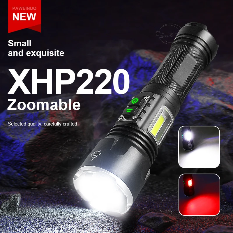 2000000LM Upgrade XHP220 Мощный светодиодный фонарик Аккумулятор XHP199 Фонарик Тактический