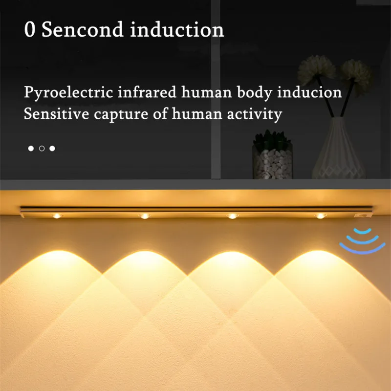

Motion Sensor Wireless USB Lamp For Kitchen Closet Under Cabinet Light Bedroom Home Light Magnetic LED Ultra Thin Night Lights