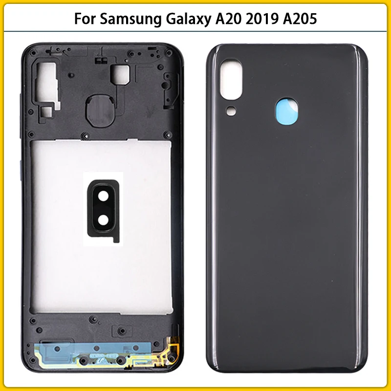 

For Samsung Galaxy A20 2019 A205 Middle Frame Bezel Frame Battery Back Cover SM-A205F A205DS Rear Cover Housing Case Replace