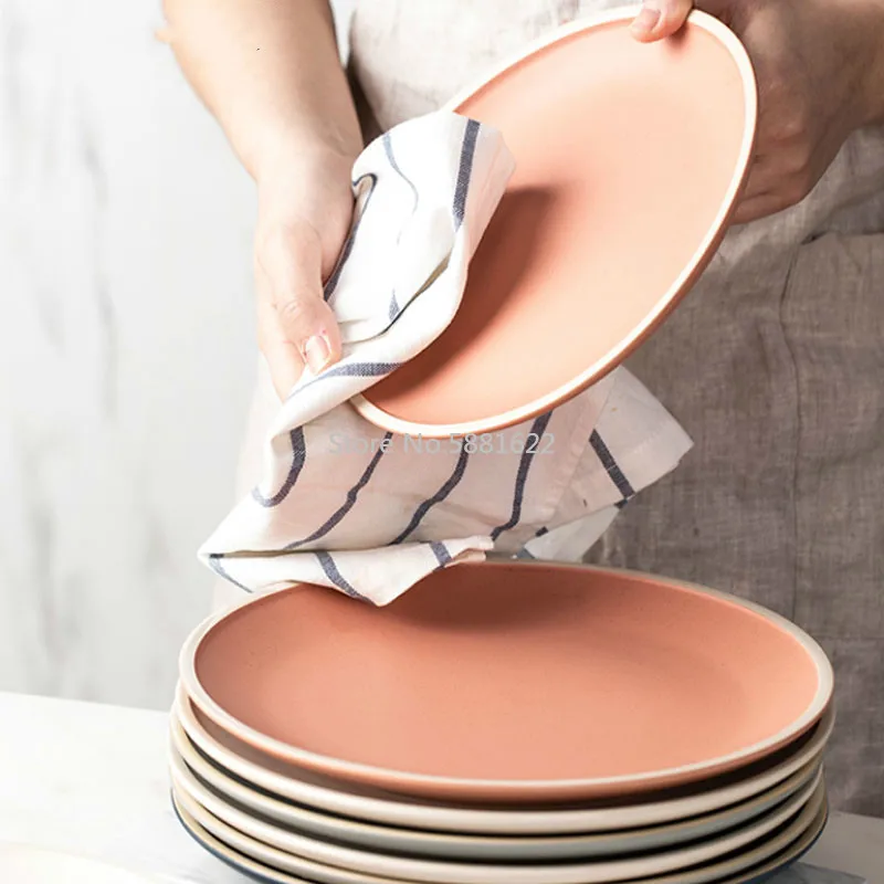 

4 шт., матовые керамические тарелки для стейка