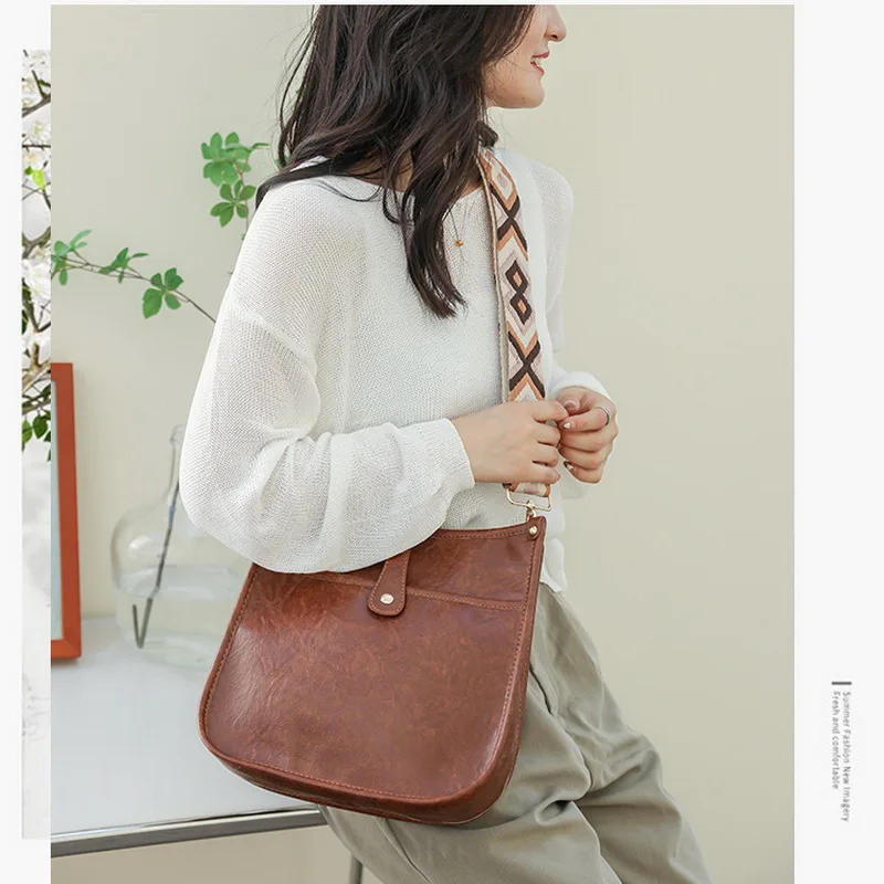 Diinovivo Retro Style Female Crossbody Bag Print Strap Designer Shoulder Bag For Women Square Bag PU Hasp Messenger Bag WHDV2261