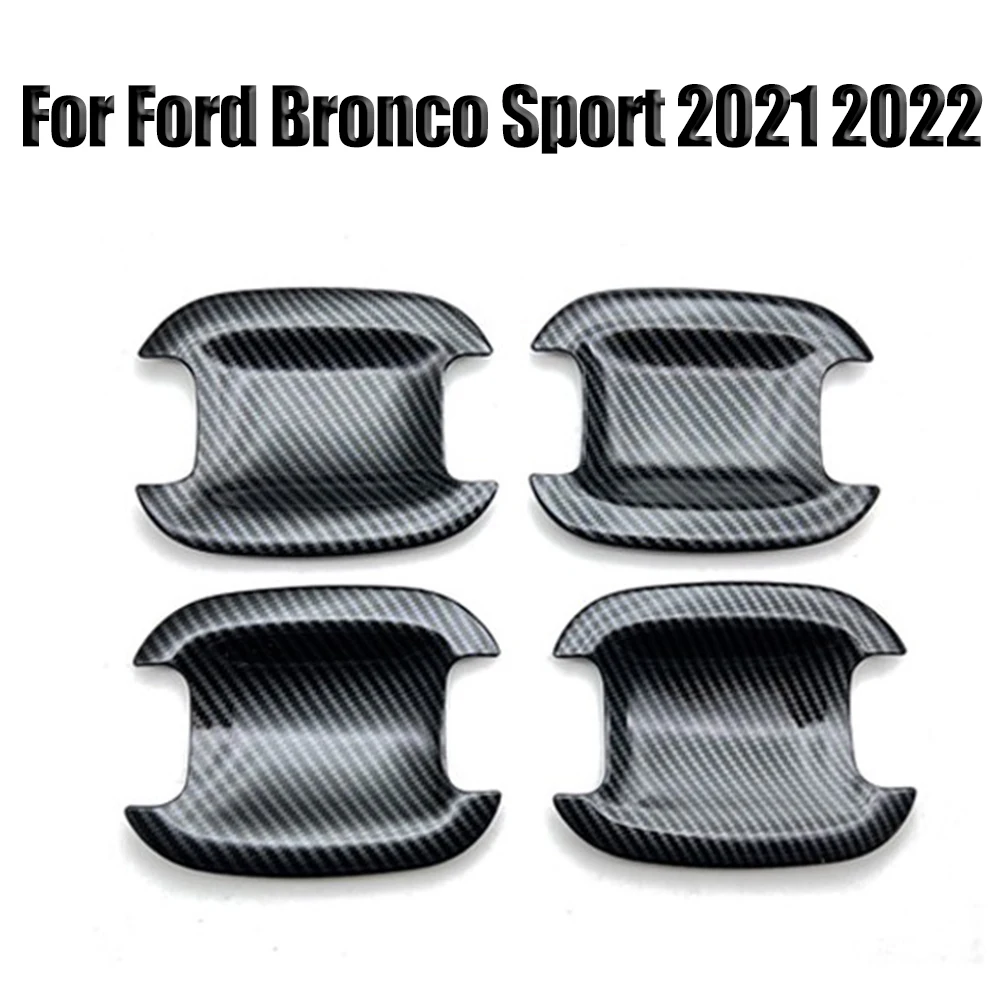 

4 PCS For Ford Bronco Sport 2021 2022 Carbon Fiber Exterior Door Handle Bowl Cover 4PC Carbon Fiber Exterior Door Handle Bowl