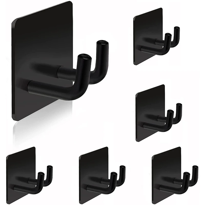 

6Pcs Adhesive Hook, Stainless Steel Towel Robe Shaver Wall Hook Sticky Hanger For Bathroom Kitchen