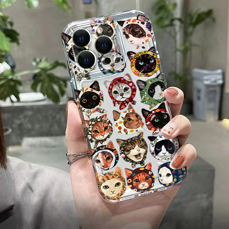 Фото Милый прозрачный чехол для телефона с кошкой в бандане для Samsung Galaxy A37 A17 A57 S26 Plus S25 FE S24 Ultra S23 S22 S21 A56 A16 A36 A54 A55 №2