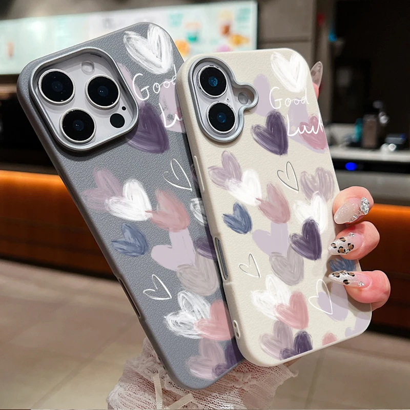 Чехол для iPhone 16 Pro Max роскошный силиконовый чехол ярких цветов с кожаной текстурой