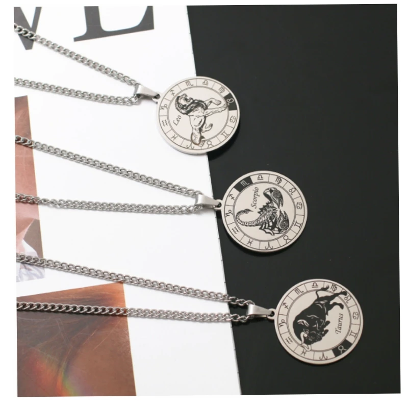 Серебряный цвет 12 созвездий зодиака стиль панк ретро Высококачественная