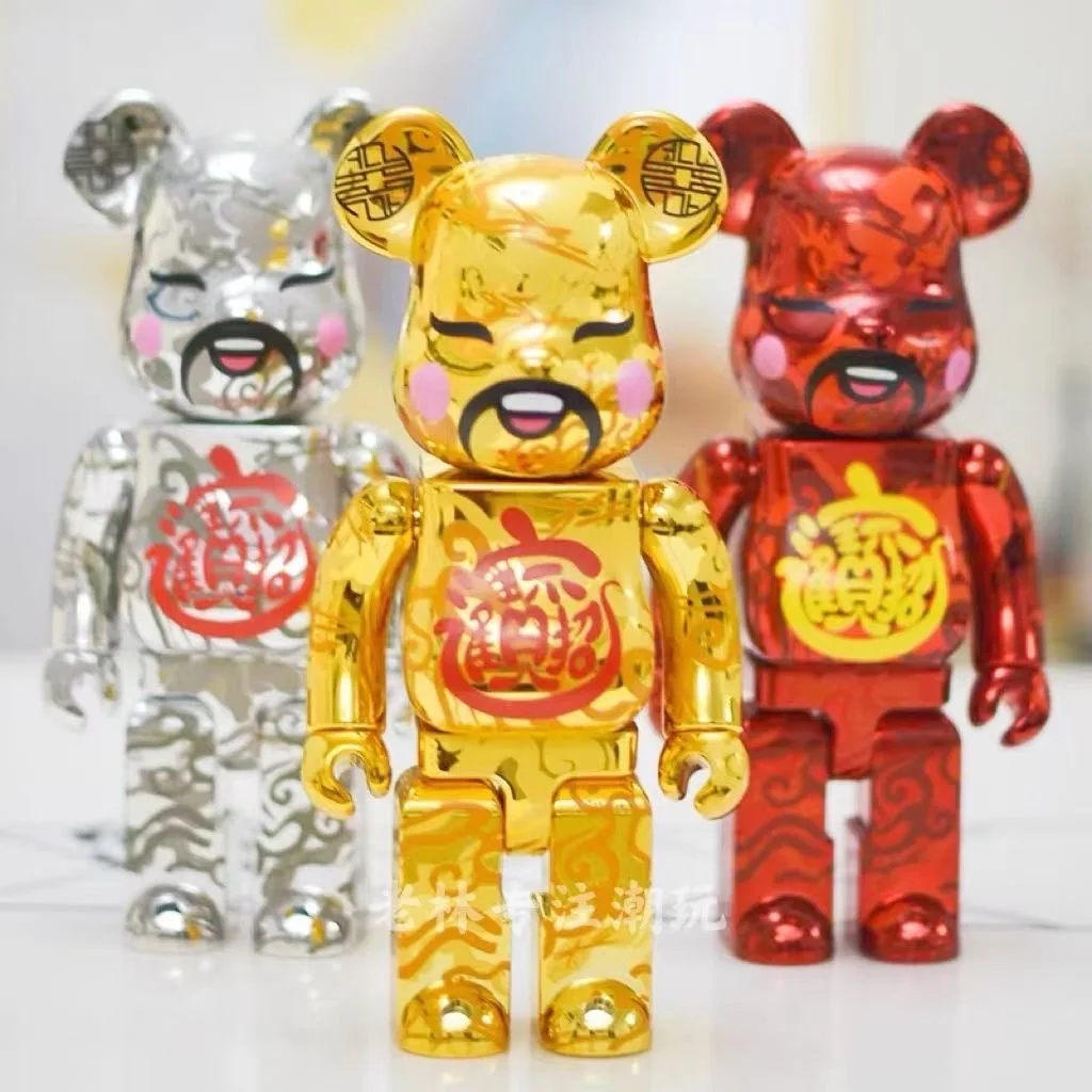 

28cm 400% God of wealth Bearbrick Bear@Brick Action Figures DIY Painted Medicom Bearbrick Home Decoration Kids Christmas Gifts