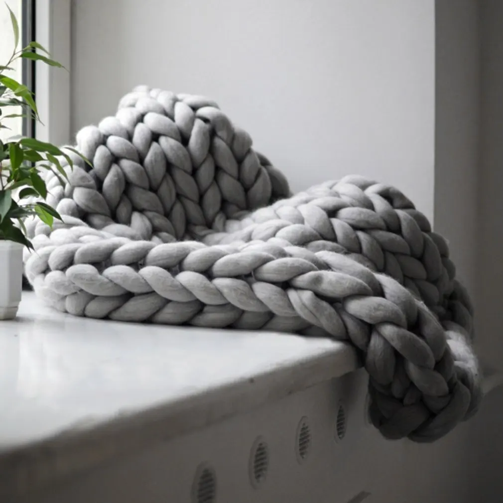 

Удобное теплое мягкое толстое одеяло ручной работы из гигантской пряжи