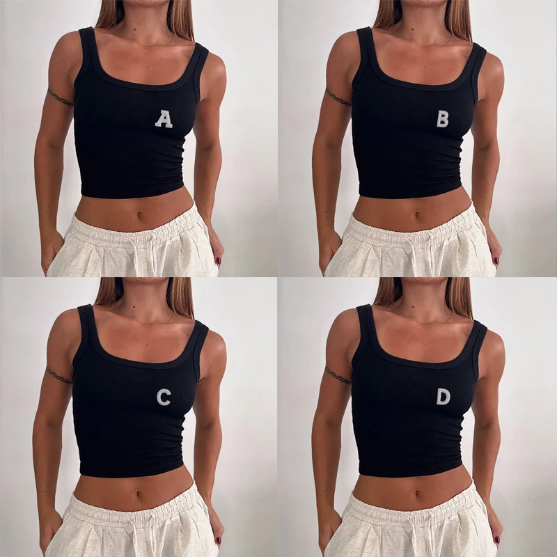 Женская рубашка для пупка с тонкими бретелями и квадратным воротником черная