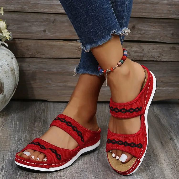 Women's Slippers 2023 New Fashion Flip Flops Wedged Heel Hollow Flat Bottom Sandal Fashion Slippers sandalias mujer plataforma
