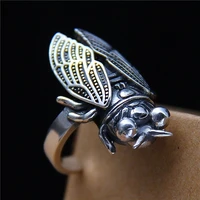 brood17 rings men womens silver plated insect periodical cicada opening adjustable finger ring anniversary jewelry accessories