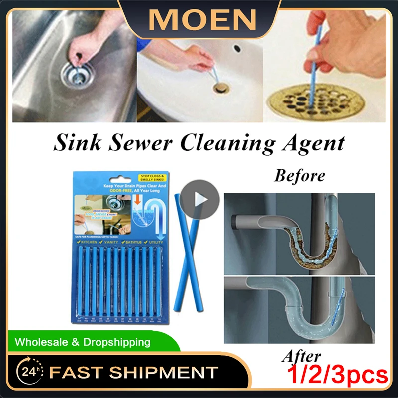

1/2/3PCS Drain Stick Clean Odor Deodorizer Stick Kitchen Toilet Cleaner Deodorant Cleaning Agent Remove Pipe Cleaning Sticks