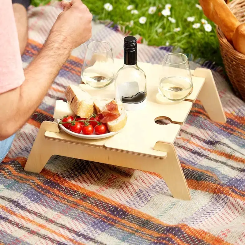 

Деревянный портативный складной стол для вина и пикника на открытом воздухе, доска для кемпинга, складной поднос для закусок и вина, туристический семейный смешной стол