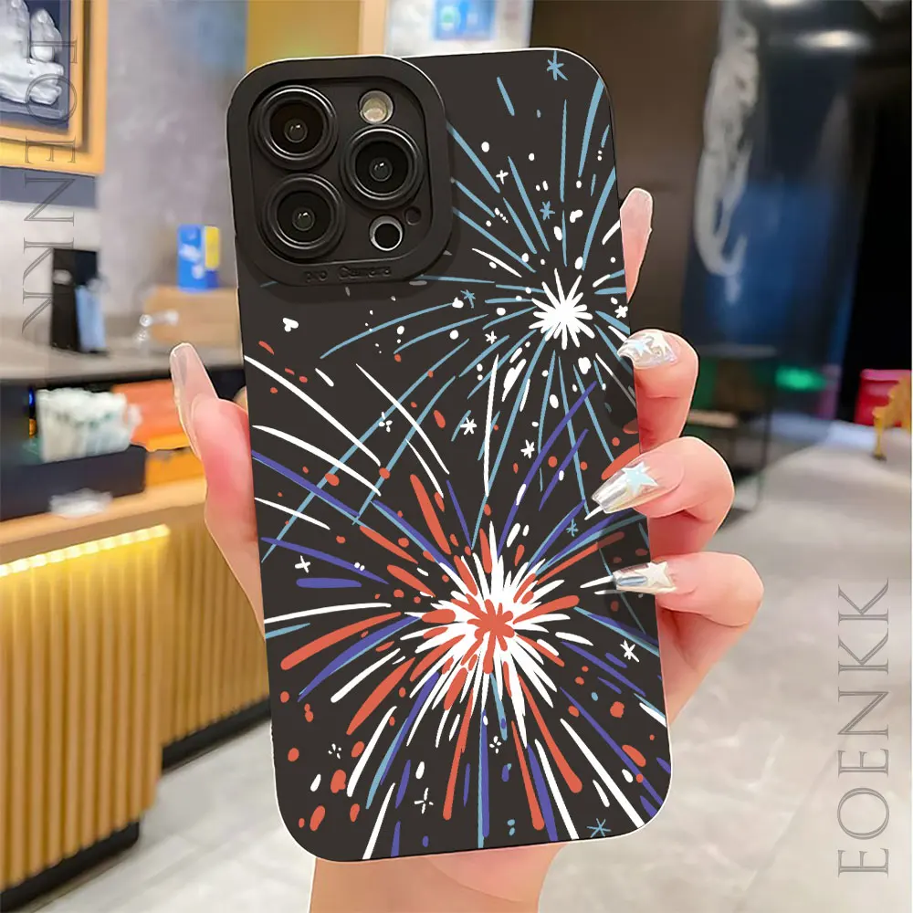 Цветной силиконовый чехол с изображением фейерверка для iPhone 15 14 13 12 11 Pro Max Mini 7 8 Pus