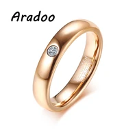 aradoo light luxury 4mm rose gold micro set single zircon tungsten steel ring korean version of the classic casual ring